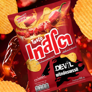 泰国进口tasto真土豆薯片辛辣烧烤魔鬼辣椒柠檬盐咸蛋黄咖喱蟹味