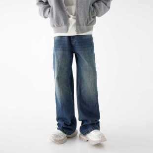 春季 阔腿牛仔裤 新款 潮牌高街美式 3128 宽松直筒休闲长裤 SOCC