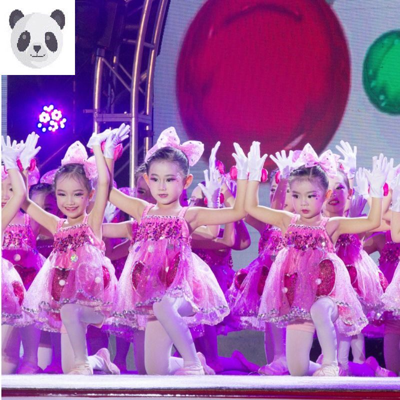 儿童舞蹈一双小小手表演服小荷风采舞台演出服女童蓬蓬粉可爱纱裙