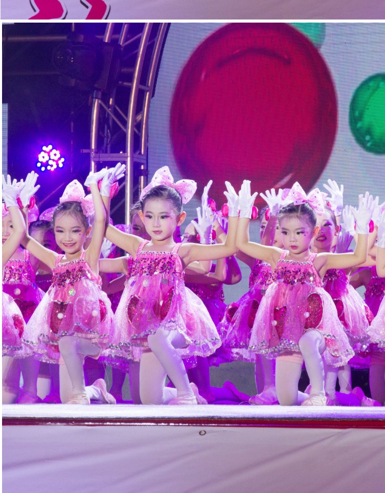 我有一双小小手服装 幼儿舞蹈服 儿童演出服 粉色公主裙 蓬蓬纱裙