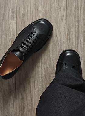 TBOF【优雅静奢风】方头系带商务正装休闲皮鞋男cleanfit保龄球鞋