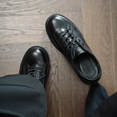 城市户外 马皮复古工装 短脸德比鞋 TBOF 圆头系带厚底增高皮鞋 男