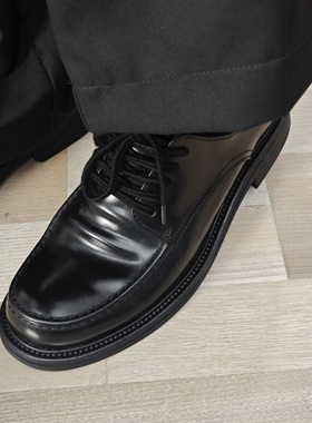 TBOF【简约老钱风】头层牛皮褶皱高级感德比鞋商务休闲皮鞋男增高