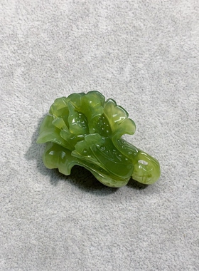 新天然岫玉白菜手把件天然玉石白菜手工雕刻清提奶盖白菜手把摆件