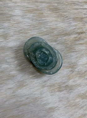 新岫玉花玉手牌花玫瑰花手牌手链配饰手工雕刻水墨蓝水花牌