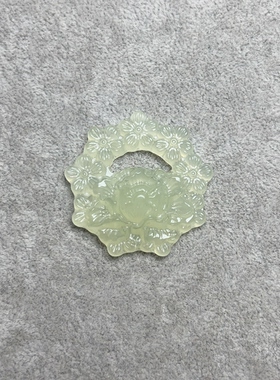 新岫玉花环莲花吊坠天然玉石荷花玉佩国风汉服步摇禁步保真玉石