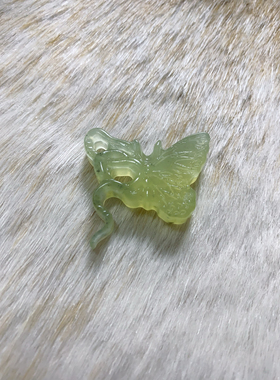 新天然玉石中式项链璎珞背云腰挂汉服配饰蛇蝶吊坠岫玉蝴蝶项链