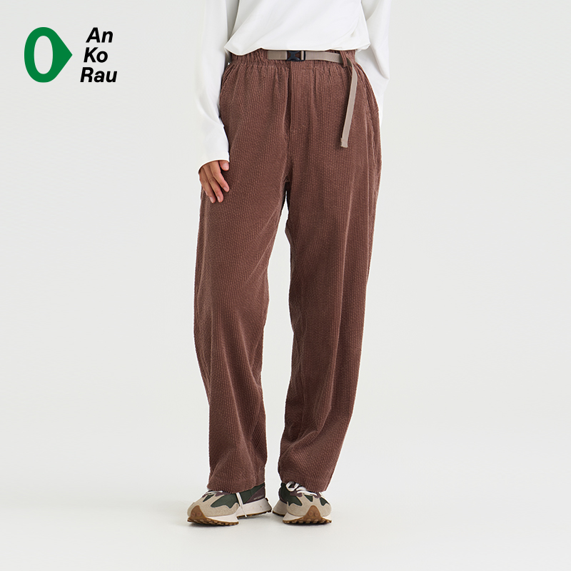安高若户外旅行粗条灯芯绒直筒裤