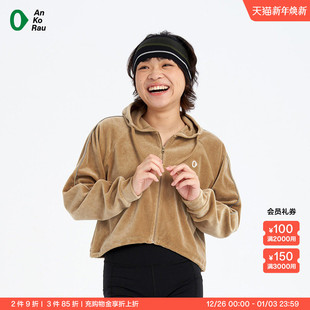 外套 Can 女士运动冥想居家丝绒连帽短款 stop AnKoRau安高若