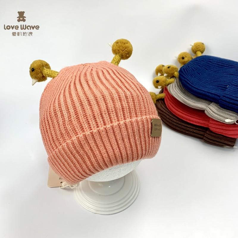 6月-2岁婴儿帽子男女儿童针织纯棉内衬套头护耳帽