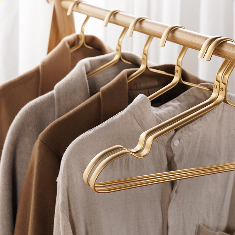 太空铝合金衣架家用挂衣柜防滑无痕衣服架不锈钢收纳加厚晾衣架子