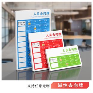 磁性去向牌定制员工岗位牌工位牌可更换姓名磁吸式状态牌工作人员标识牌企业单位部门科室牌计划进度表值班牌