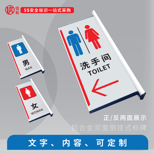 男女洗手间科室牌侧挂式竖向标识牌铝合金型材科室牌 办公室公司门牌学校班级牌 门牌 指示牌定做批发