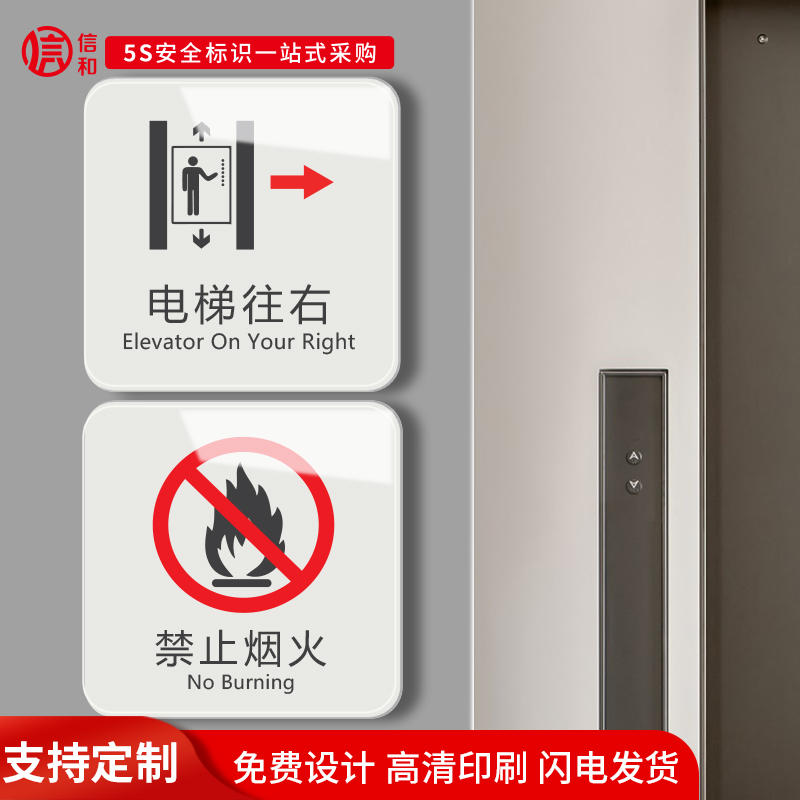 亚克力安全标识牌禁止烟火提示
