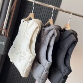 深圳南油货 白鹅绒轻柔泡芙蓬松连帽坎肩羽绒马甲女外套 肯豆风