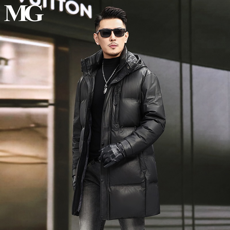 进口头层小牛皮填充90白鸭绒