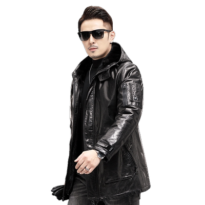 水貂内胆连帽中长款貂皮大衣