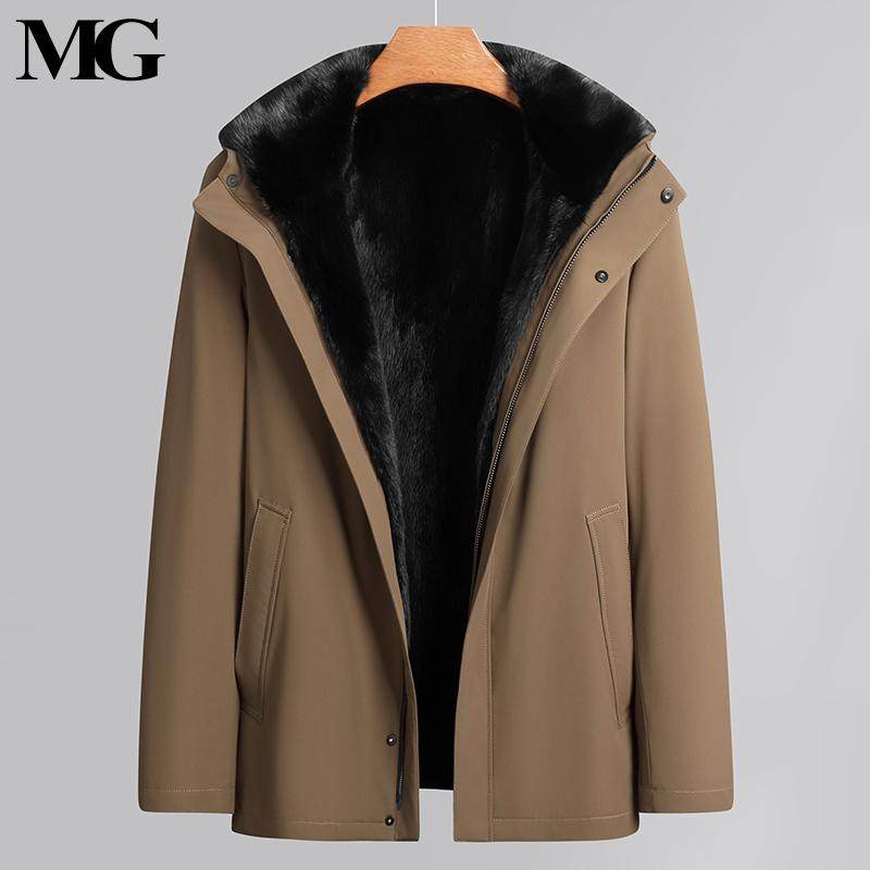 高档进口整貂内胆水貂派克服连帽貂皮大衣男士冬季尼克服海宁皮草