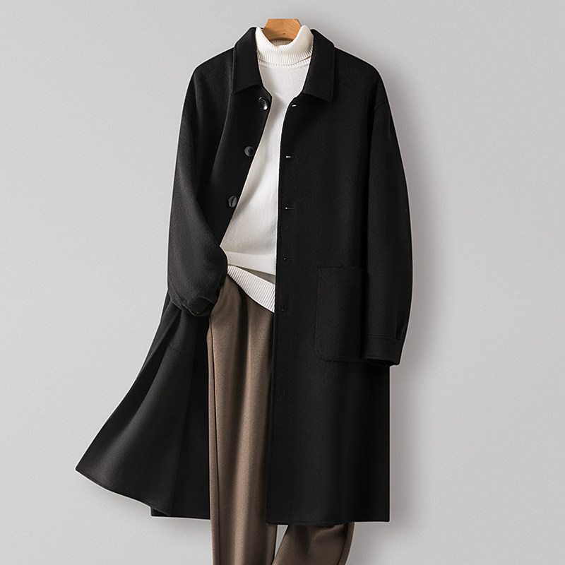 2025新款100全羊毛长款手缝双面呢大衣英伦呢子风衣修身毛呢外套,男装,毛呢大衣,淘宝优惠券,粉丝福利购,淘宝优惠卷