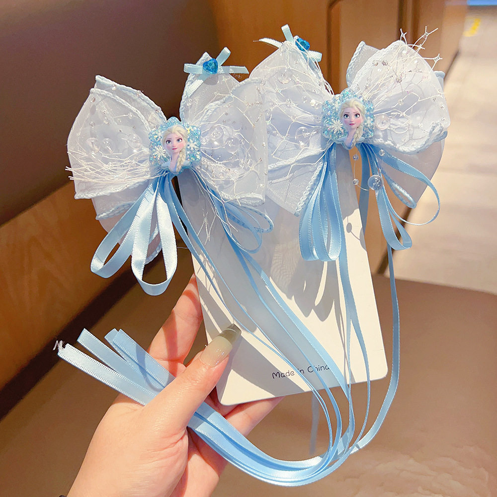 爱莎公主儿童蝴蝶结elsa发夹
