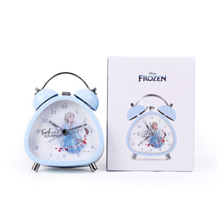 爱莎公主打铃闹钟女孩复古儿童学生金属台钟静音夜光双铃指针时钟