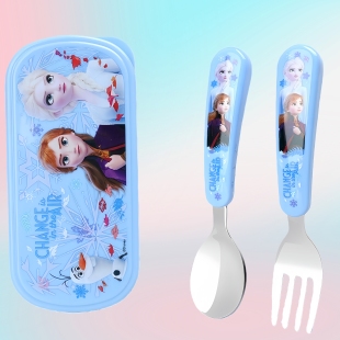 冰雪奇缘儿童勺子餐具带盒女孩调羹爱莎公主餐勺304不锈钢勺叉子