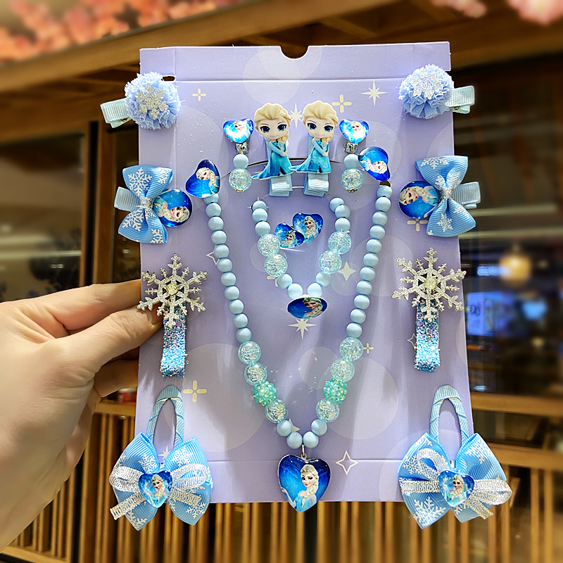 艾莎公主兒童項鏈發夾飾品套裝