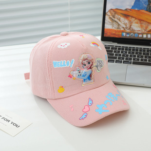 艾莎公主儿童帽子夏季遮阳款印花棒球帽子elsa女童鸭舌帽3D立体