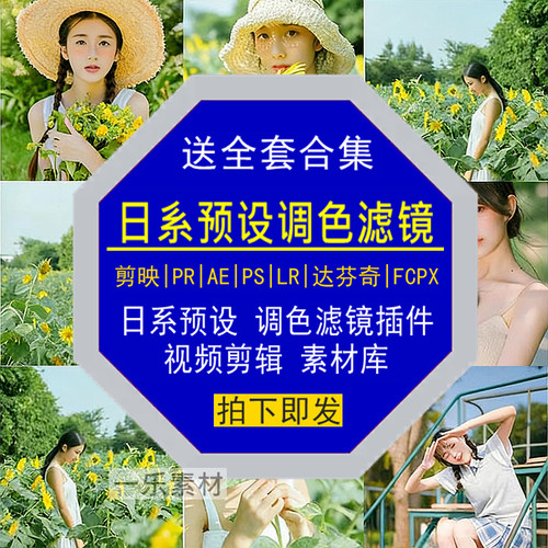 日系预设PR调色PS滤镜LR剪映FCPX达芬奇LUT插件视频混剪辑素材库