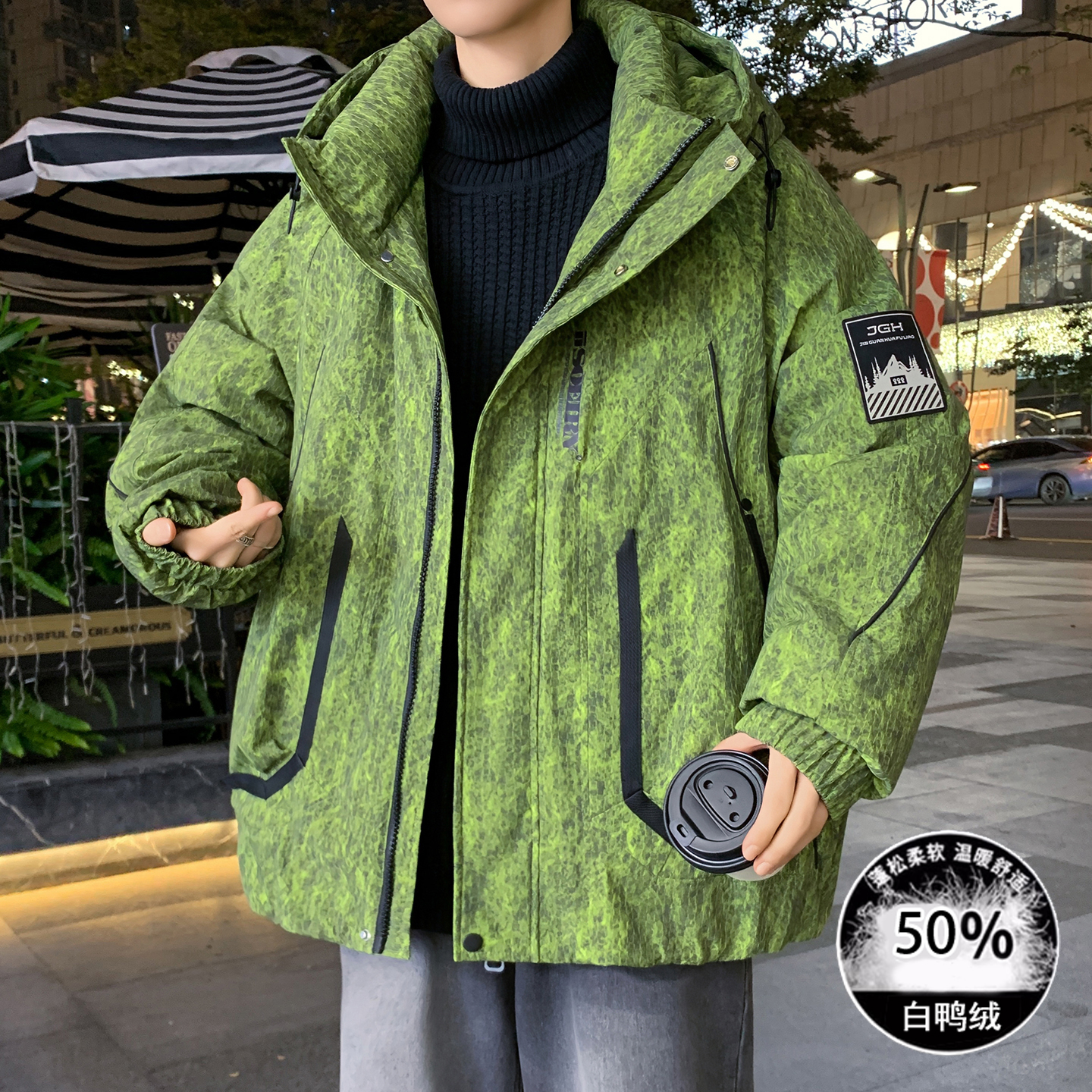 中学生潮流宽松羽绒服白鸭绒外套