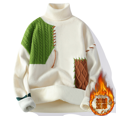 潮流宽松毛衣男孩加绒加厚针织衫
