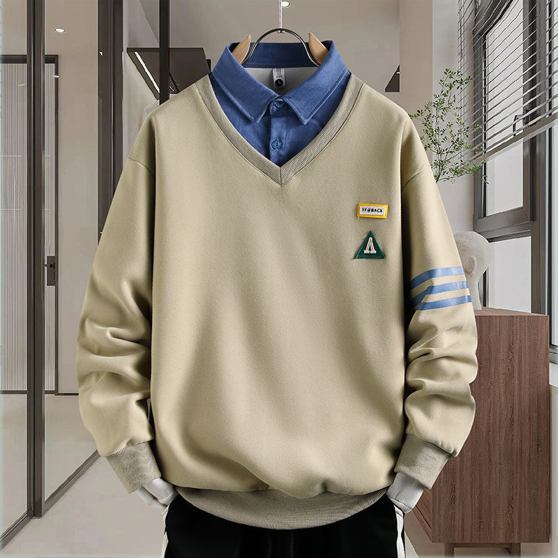 春季15岁男孩长袖T恤13初中学生帅气春装14青少年16翻领卫衣套装