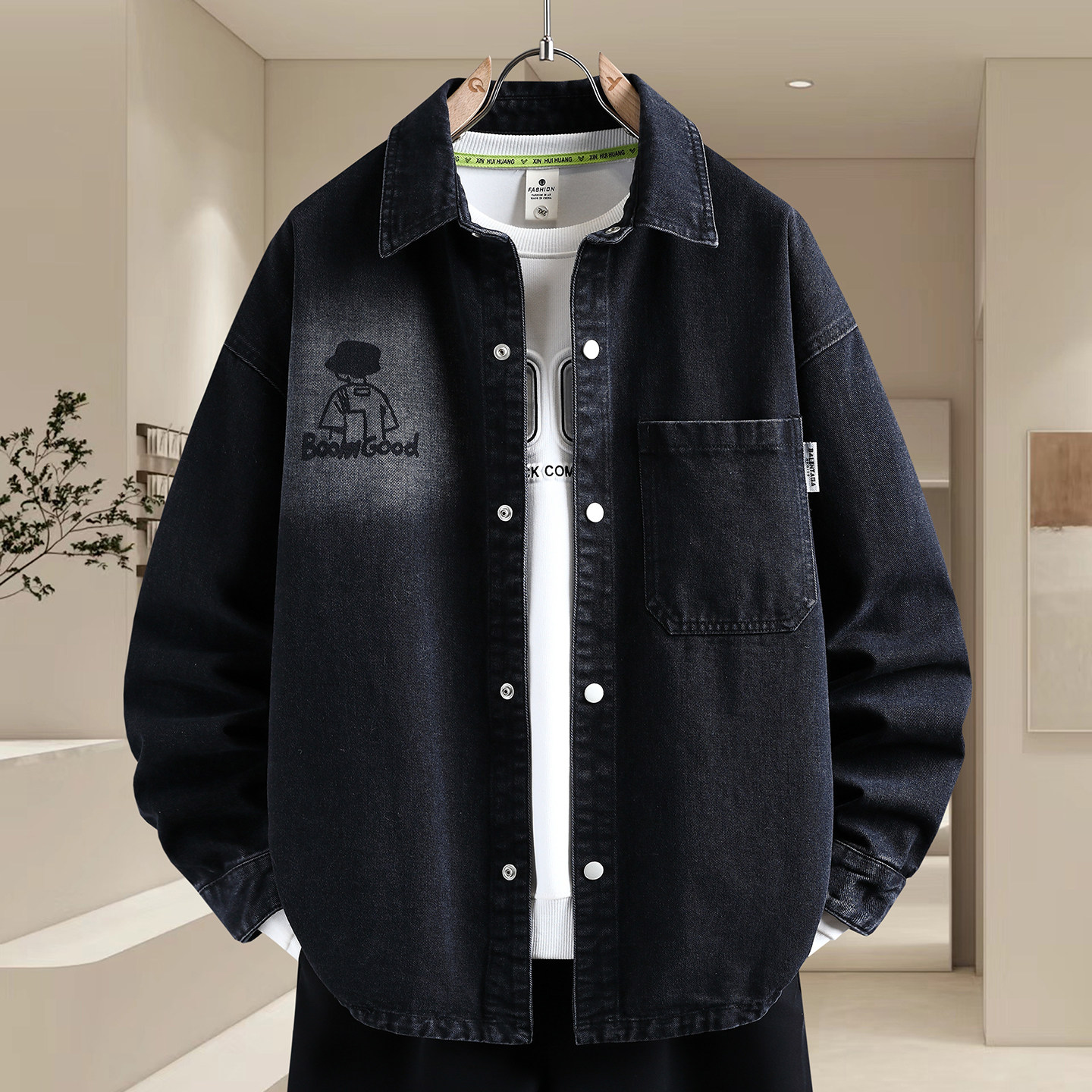 青少年12春季牛仔衬衫外套15岁男孩初中学生13大童潮流宽松牛子衣,男装,牛仔外套,淘宝优惠券,粉丝福利购,淘宝优惠卷