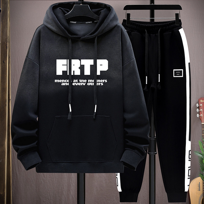 春季长袖T恤套装12男孩13青少年学生14帅气15岁大童潮流渐变卫衣