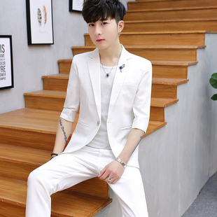 夏季青少年短袖西服套装帅气大童小西装高初中学生主持人毕业礼服