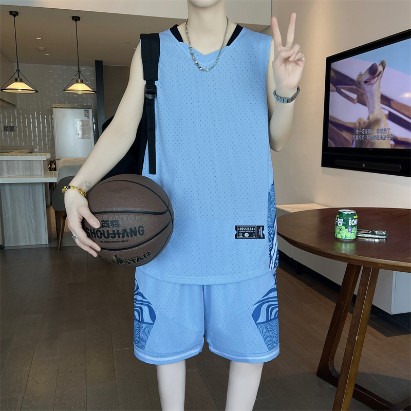 夏季速干运动背心套装男孩12-15岁高中初中学生14大童坎肩篮球服