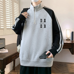 春季长袖t恤男孩12-15岁初中学生13卫衣14大童16潮流半高领打底衫