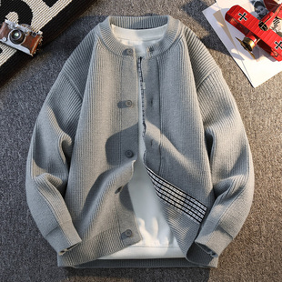 春秋季针织毛衣开衫13岁男孩14初中学生宽松15青少年大童线衣外套