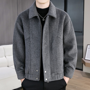 冬季潮流毛呢外套男孩13岁初中学生14青少年15大童加厚保暖呢大衣