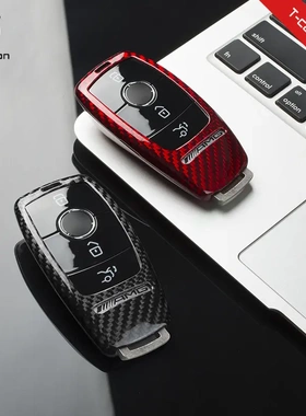 T-carbon碳纤维适用奔驰AMGglc300GLE钥匙带S级钥匙遥控保护套壳