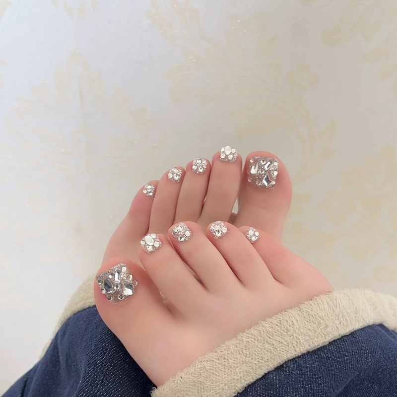 【亮晶晶】夏季新款满钻纯手工穿戴脚甲爆闪百搭脚趾甲贴片美甲