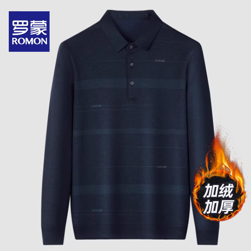 罗蒙爸爸装长袖T恤男款中老年休闲上衣服爷爷Polo衫2025春夏季