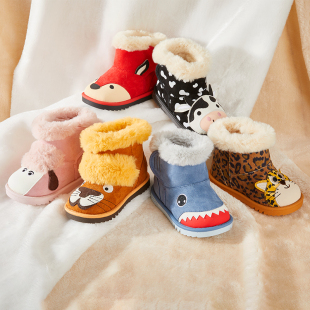 男女童防滑软底棉靴 宝宝小动物保暖棉鞋 卡特兔雪地靴2020新款 冬季