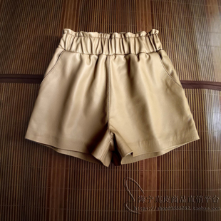 皮短裤女2021年新款春秋网红爆款真皮绵羊皮裤子阔腿裤白色冬季女