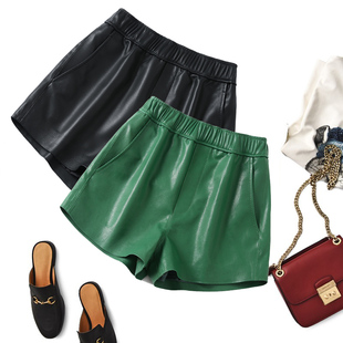 皮短裤女2023年新款真皮外穿绵羊皮阔腿裤子春秋冬季高腰网红爆款
