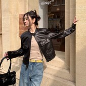 油蜡皮短款 海宁2025秋冬新款 真皮皮衣女短款 拉链外套牛皮夹克上衣