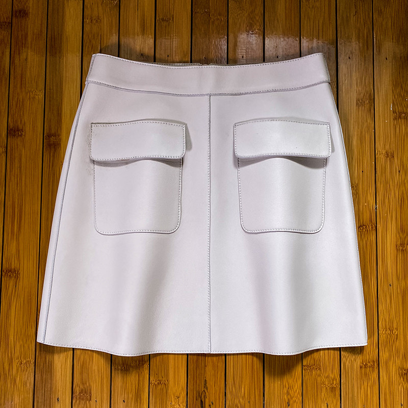 真皮皮裙热辣短裙秋冬a字半身裙子绵羊皮半裙女白色黑色2024新款