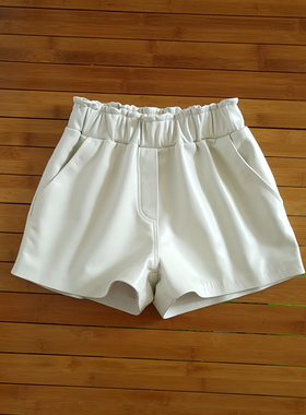 真皮小皮裤短裤女2024年新款秋冬季海宁绵羊皮白色阔腿裤子女2023