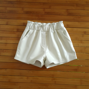 真皮小皮裤短裤女2024年新款秋冬季海宁绵羊皮白色阔腿裤子女2023