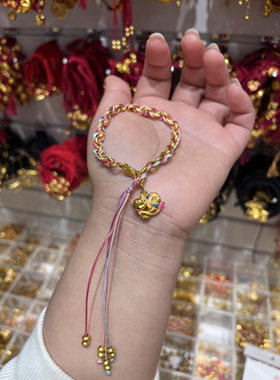 新中式狐狸吊坠手链编制五彩绳流苏手链国潮手串甜美原创手串